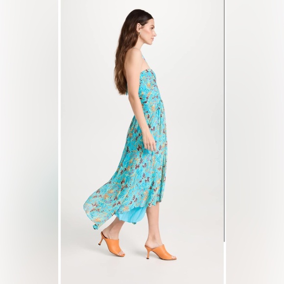 A.L.C. VIOLET BLUE TEAL SILK PRINTED HALTER SLEEVELESS ASYMMETRIC,SZ 2,$695 - Picture 8 of 17